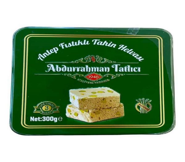 Abdurrahman Tatlıcı Antep Fıstıklı Tahin Helvası Teneke Kutu 300gr