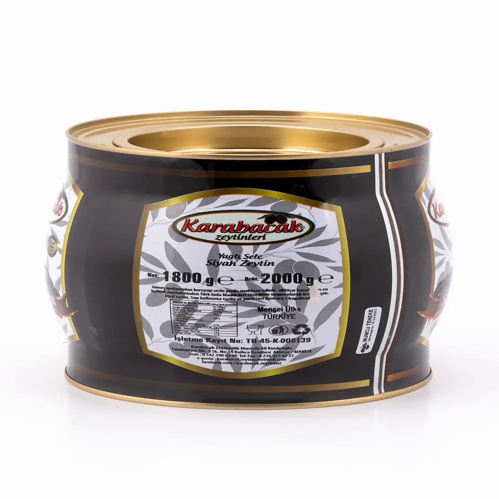 Karabacak Zeytinleri Hiper Siyah Zeytin Yağlı Sele 2kg Kutu