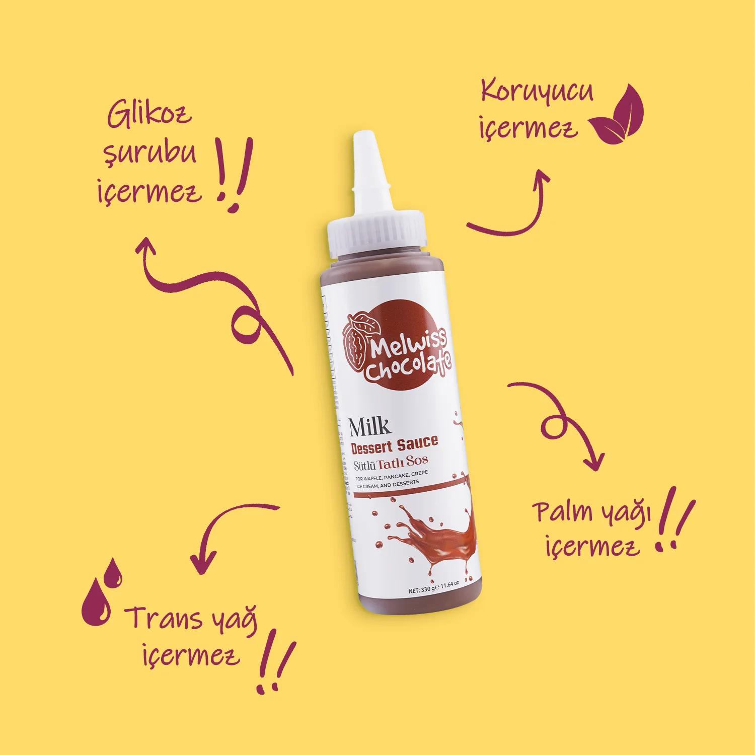Melwiss Chocolate Sütlü Tatlı Sos 330g - Görsel 3